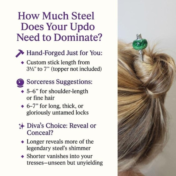 🌿 Jadesong Orb Stainless Steel Hair Stick, Carved Burmese Jade Epic Updo Pin - Picture 5 of 9